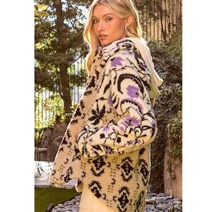 Mystree Cream and Purple Patterned Jacket